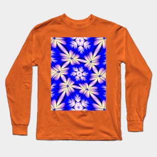 Blue and White Flower Pattern Long Sleeve T-Shirt